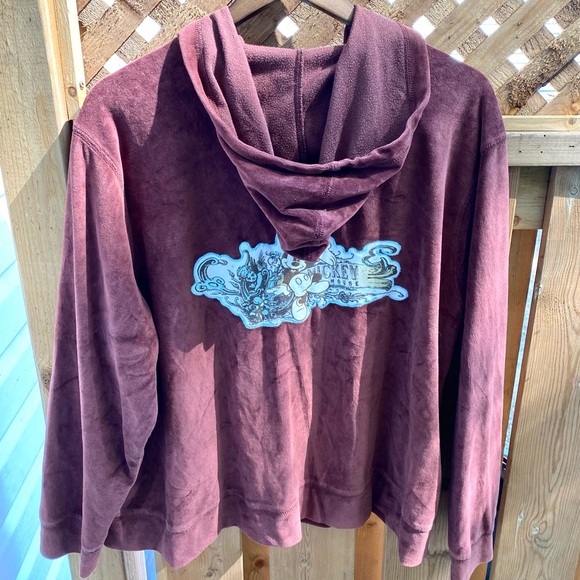 VTG Velour Mickey Mouse Womens 1928 Brown Long Sleeve  Zipper Sweater Size: 2X - Picture 4 of 8
